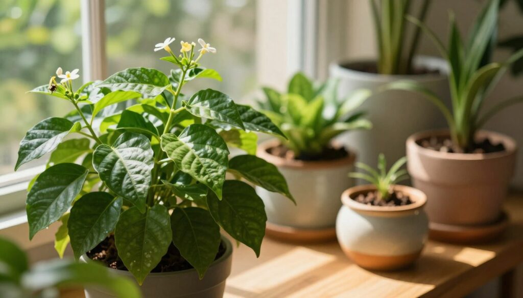 A lush indoor garden setting featuring a vibrant A lush indoor garden setting featuring a vibrant