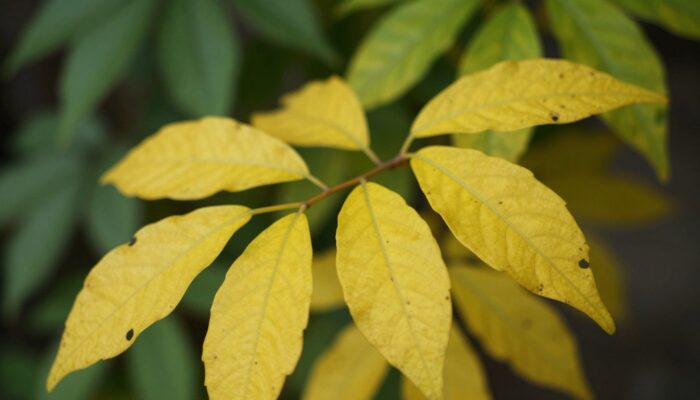 planta com folhas amareladas